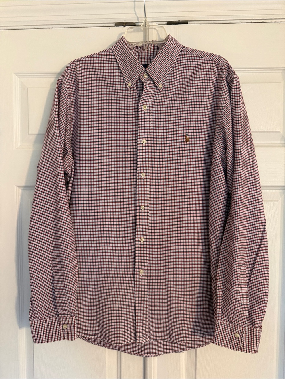 Polo by Ralph Lauren Red and Blue and White Micro-Check Button-Down Shirt